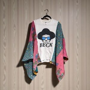 BECK BAND T  Poncho Kantha Handmade One Of a Kind Upcycled Boho